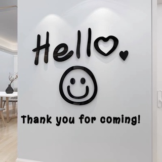 Size lớn tranh dán tường mica dán nổi hello trang trí cửa ra vào shop quần áo, cafe, spa