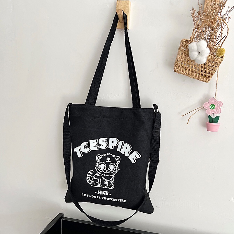 Túi Xách Canvas Sức Chứa Lớn In Họa Tiết Hoạt Hình Cho Nữ