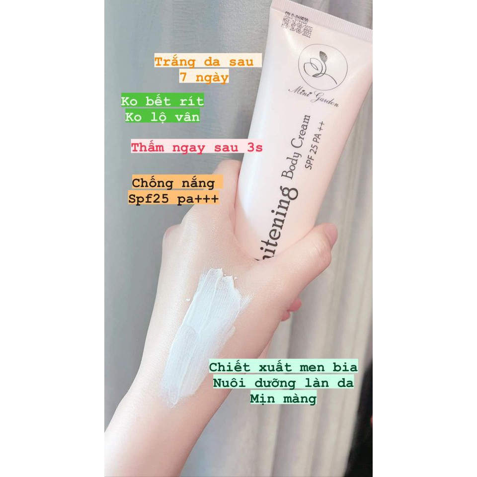 Kem Whitening Body Men Bia Cream SPF 25 PA +++(180ml), Chiết xuất từ men bia nuôi dưỡng làn da mịn màng, thấm ngay sau 3