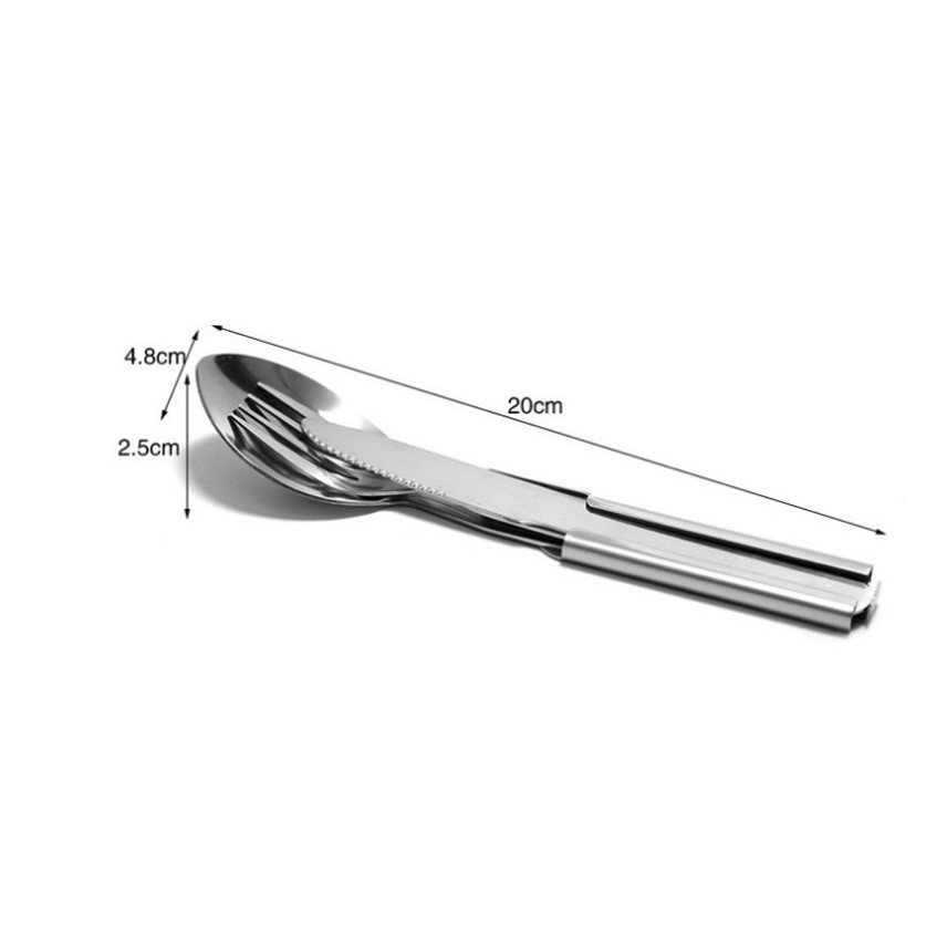 [ Đi Phượt ] Bộ 4 Món Dao, Thìa, Nĩa, Mở Bia Inox Có Thế Xếp Gọn