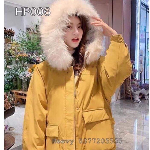 Áo kaki lót lông túi hộp mũ lông siêu xinh phong cách hàn quốc