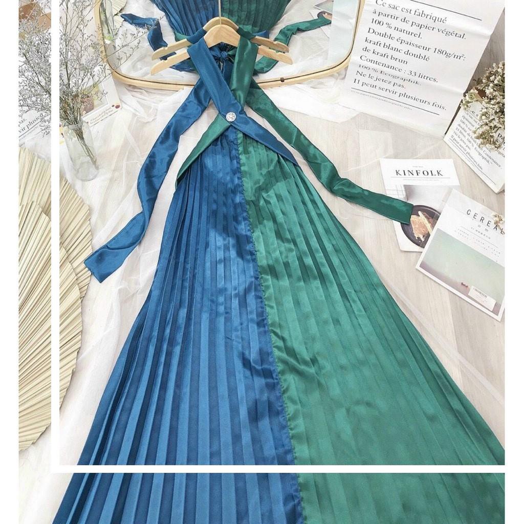 Đầm Maxi Dài Cột Nơ Cực Đẹp - Váy Suông Dài Cổ Yếm Kiểu Dáng HIện Đại, Sang Trọng, Thích Hợp Đi Biển Siêu Xinh