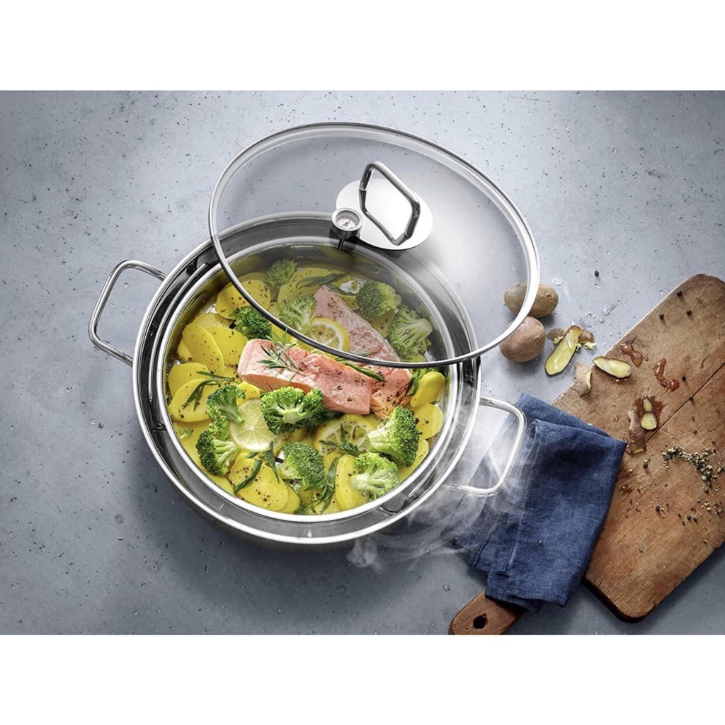 Nồi lẩu hấp đa năng WMF 28cm 5L lẩu, hấp, rán, áp chảo kèm vung kính