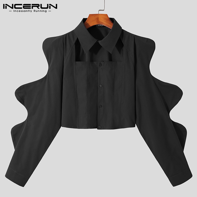 Áo khoác croptop INCERUN tay dài cổ bẻ thời trang dành cho nam