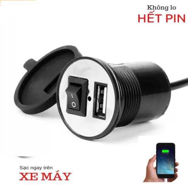 [Mã LIFEAUMAY giảm 10% tối đa 30k đơn 150k] SẠC ĐIỆN THOẠI CHO XE MÁY –XE ĐIỆN -CỔNG USB