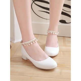 Giày Cao Gót Da Phong Cách Hàn Quốc Cho Bé Gái