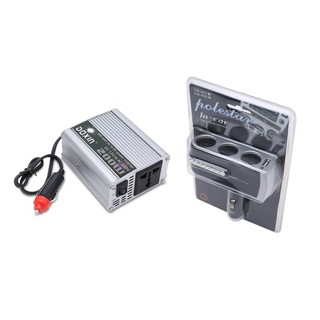 Bộ 1 chuyển đổi nguồn điện 12V-220V-200W và 1 bộ chia ổ cắm 12V trên ô tô