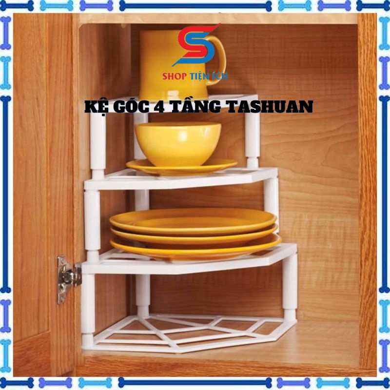 Kệ góc tường 4 tầng Tashuan Kệ góc nhà bếp úp chén dĩa, để đồ tiết kiệm không gian Shop Tiện Ích