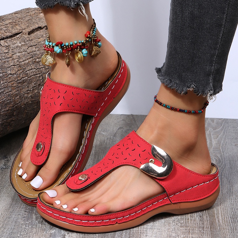 Dép sandal đế xuồng phong cách retro thời trang cho nữ