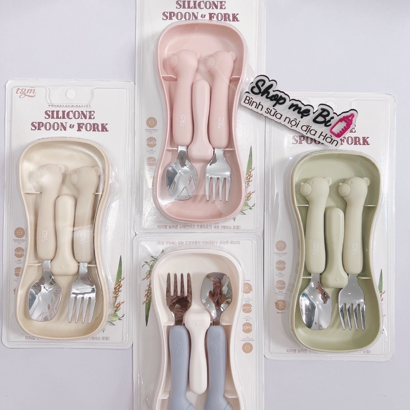Set thìa dĩa Silicone SPOON &amp; FORK cho bé chính hãng TGM