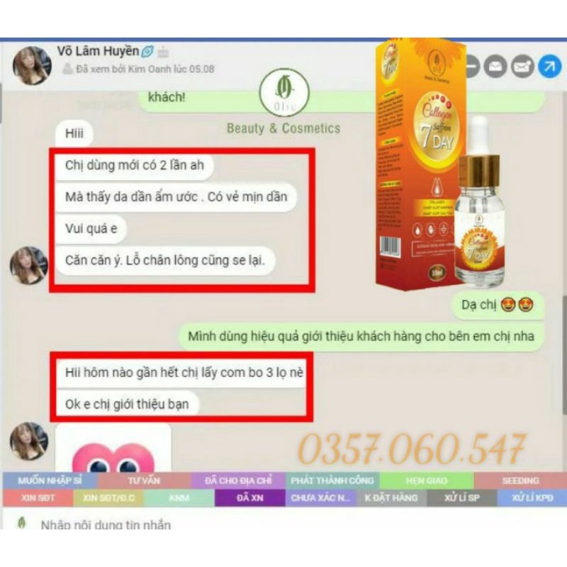 [Chính Hãng] SERUM COLLAGEN SAFFRON TÁI SINH 7 DAY OLIC (huyết thanh truyền trắng olic mẫu mới) | BigBuy360 - bigbuy360.vn