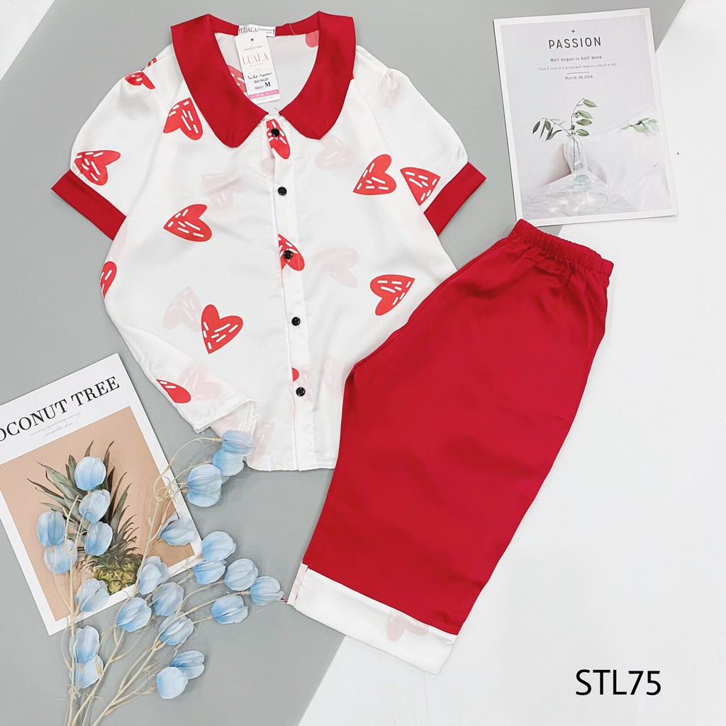 Bán Sỉ Lẻ SLL Bộ Pijama Lụa Satin Phối Hàn - Bộ Mặc Nhà Cộc Lửng Mềm Mát Thoải Mái | BigBuy360 - bigbuy360.vn