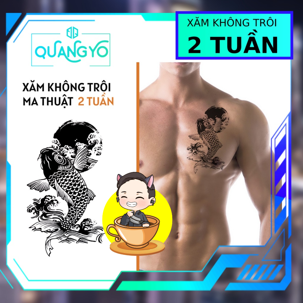 Hình xăm không trôi ngực cá chép mặt trời phong cách Nhật Bản, Hình xăm ma thuật, Xăm giống Inkaholic