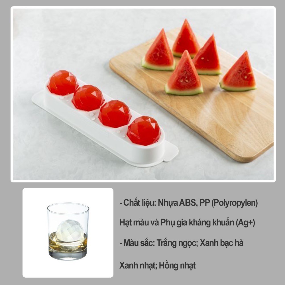 [Hàng Chính Hãng] Khay làm đá tròn 4 viên hình kim cương Kari inochi Nhật Bản Cao Cấp - MS120