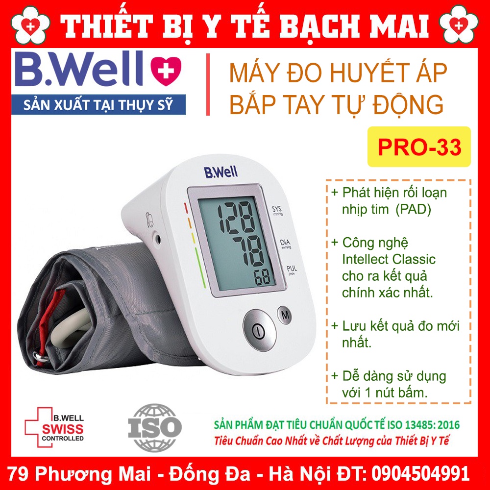 [Bảo Hành 5 Năm] Máy Đo Huyết Áp Chính Hãng Thuỵ Sĩ BWell Swiss PRO-33