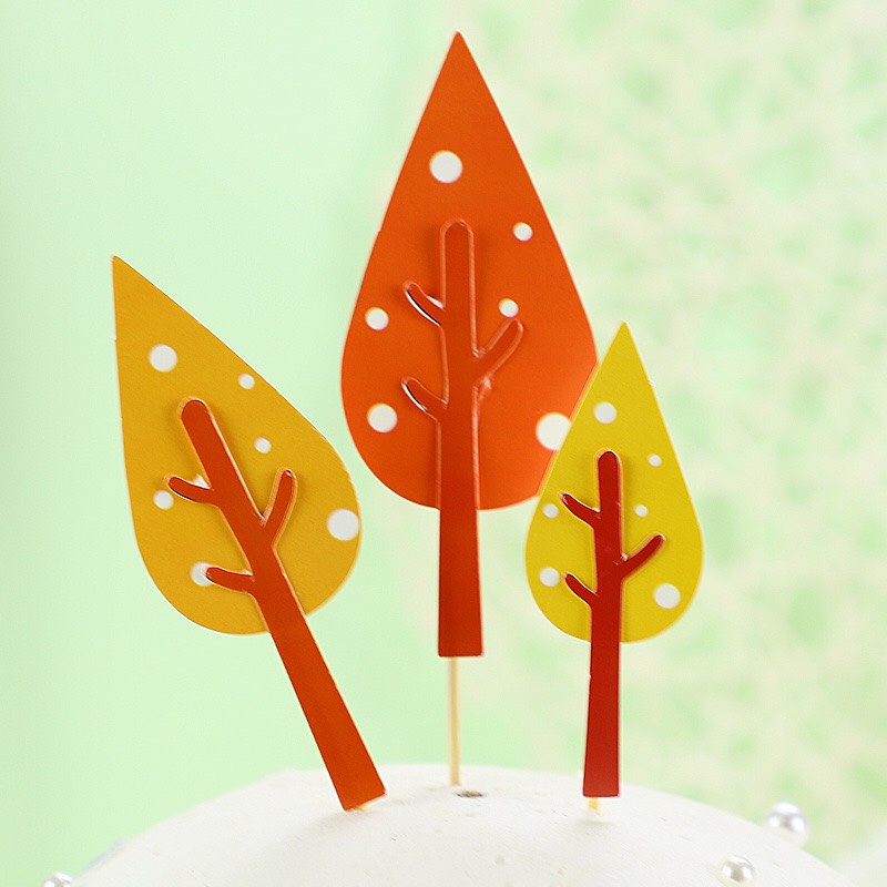 Trang trí bánh sinh nhật, bánh kem - sét 3 cây bằng giấy cao cấp ( 1 sét 3 cây )