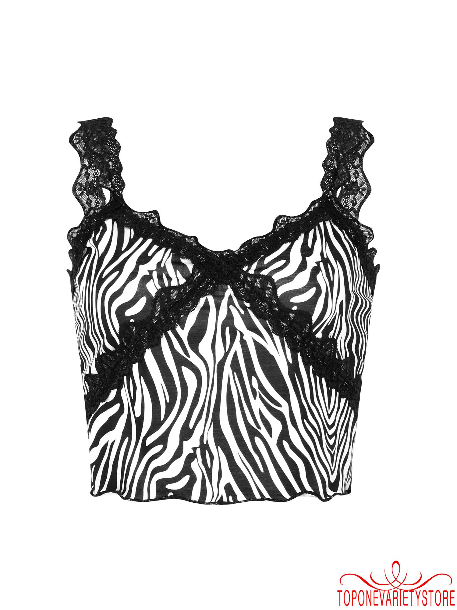 Áo lửng hai dây họa tiết sọc ngựa vằn gợi cảm cho nữ | BigBuy360 - bigbuy360.vn