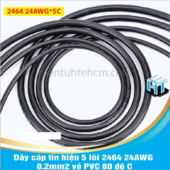 Dây cáp tín hiệu 5 lõi 2464 24AWG 0.2mm2 vỏ PVC 80 độ C(1 MÉT)