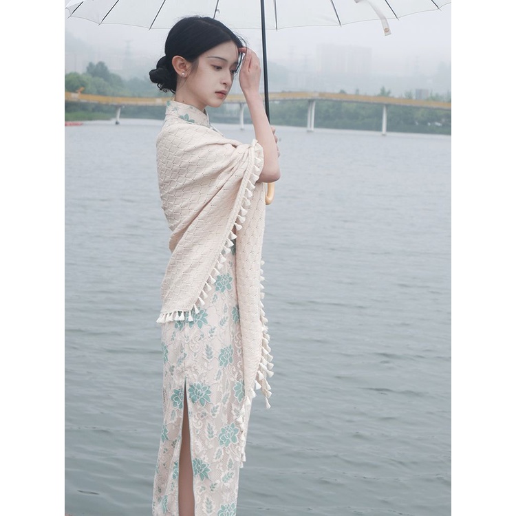 [M &amp; E] Hàng Có Sẵn Khăn Choàng Sườn Xám Cao Cấp Ấm Áp Thoải Mái Phong Cách Cộng Hòa Retro Mùa Thu Đông Mới 2022