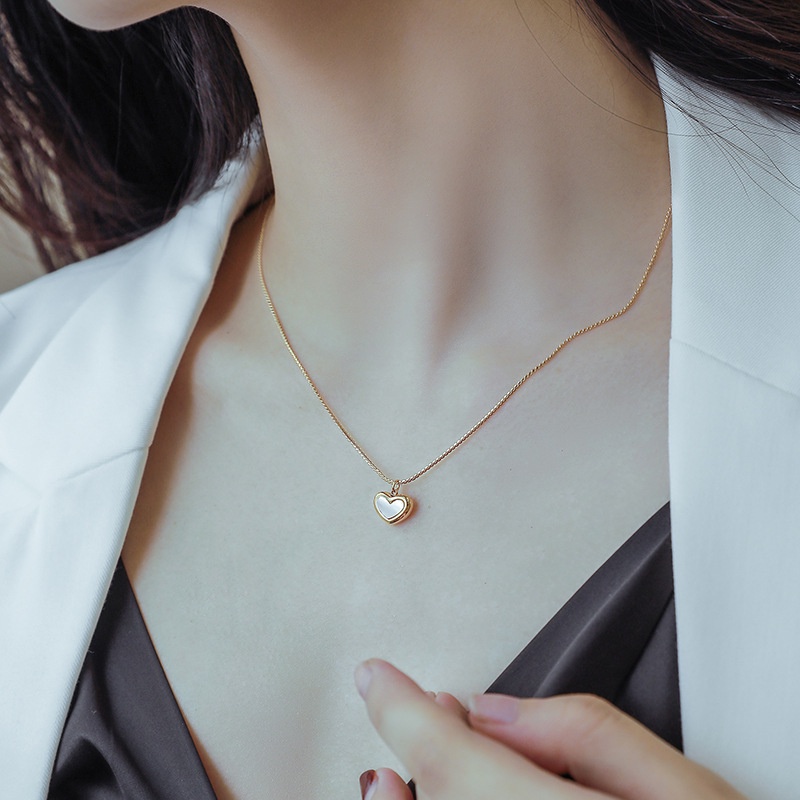 Vòng Tay Vỏ Sò Thiết Kế Tinh Tế Thời Trang | Vòng cổ Mặt Đá Quý Sang Trọng | Mặt Vòng cổ Hình Trái Tim Phong Cách Cá Tính | Không Phai Màu Kháng Nước Chống Dị Ứng