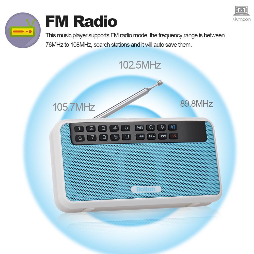 Loa bluetooth không dây Rolton E500 6W HiFi hỗ trợ nghe nhạc và radio FM có đèn LED và mic