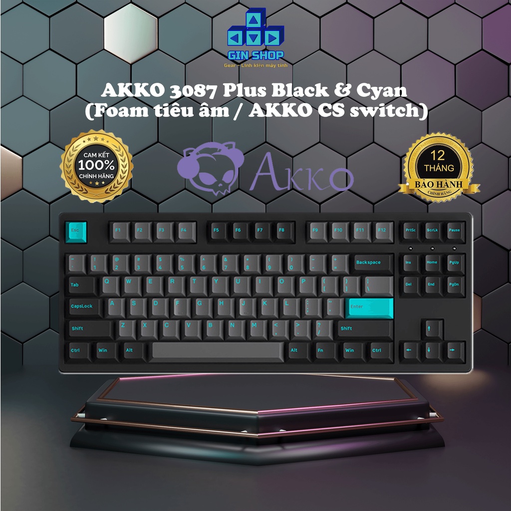 Bàn phím cơ AKKO 3087 - 3108 Plus Black & Cyan