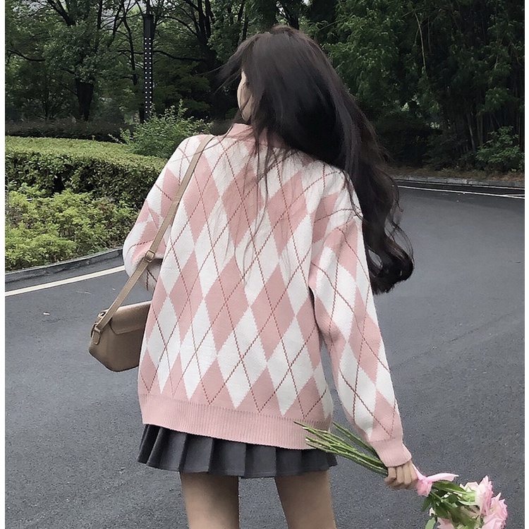 Áo Cardigan Dệt Kim Tay Dài Phong Cách Retro