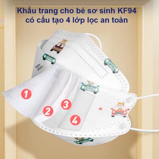 10c - Khẩu trang KF94 4D dành cho bé chống bụi, chống khuẩn