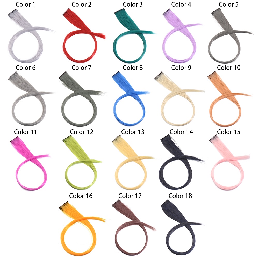 Bộ tóc giả dài thẳng có kẹp nhiều màu bằng sợi tổng hợp dành cho nữ hóa trang halloween / giáng sinh Mihan1