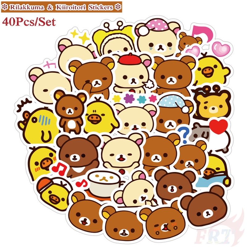 ❉ Rilakkuma & Kiiroitori - SAN-X Anime Bear Series 01 Giấy và decal dán tường ❉ 40Pcs/Set DIY Decals Stickers for Diary Laptop Scrapbooks Skateboard