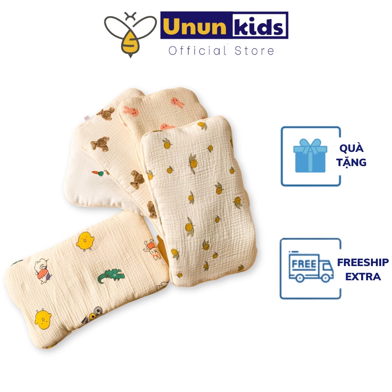 Gối Xô Cho Trẻ Sơ Sinh Họa Tiết Ngộ Nghĩnh Chất Cotton Mềm Mịn, Êm Ái - Unbee Kids - GX002