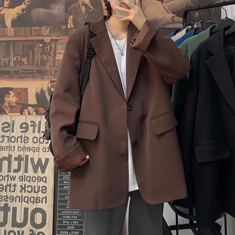 Áo Blazer/Vest dài tay NÂU SOCOLA - Áo khoác 2 lớp phong cách Hàn Quốc