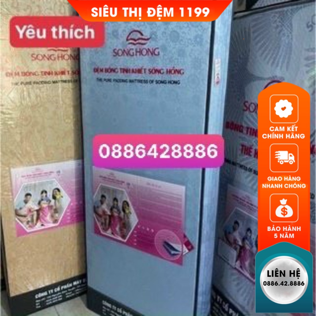 [Freeship][Tặng Ga Gối]Đệm Sông Hồng Chính Hãng Cao Cấp Siêu Thị Đệm 1199, Đệm Bông Tinh Khiết Sông Hồng Màu Ngẫu Nhiên