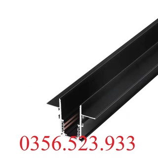 Thanh ray âm trần lắp đèn nam châm, Sơn tĩnh điện màu đen, Kích thước: 2000*65*22mm.