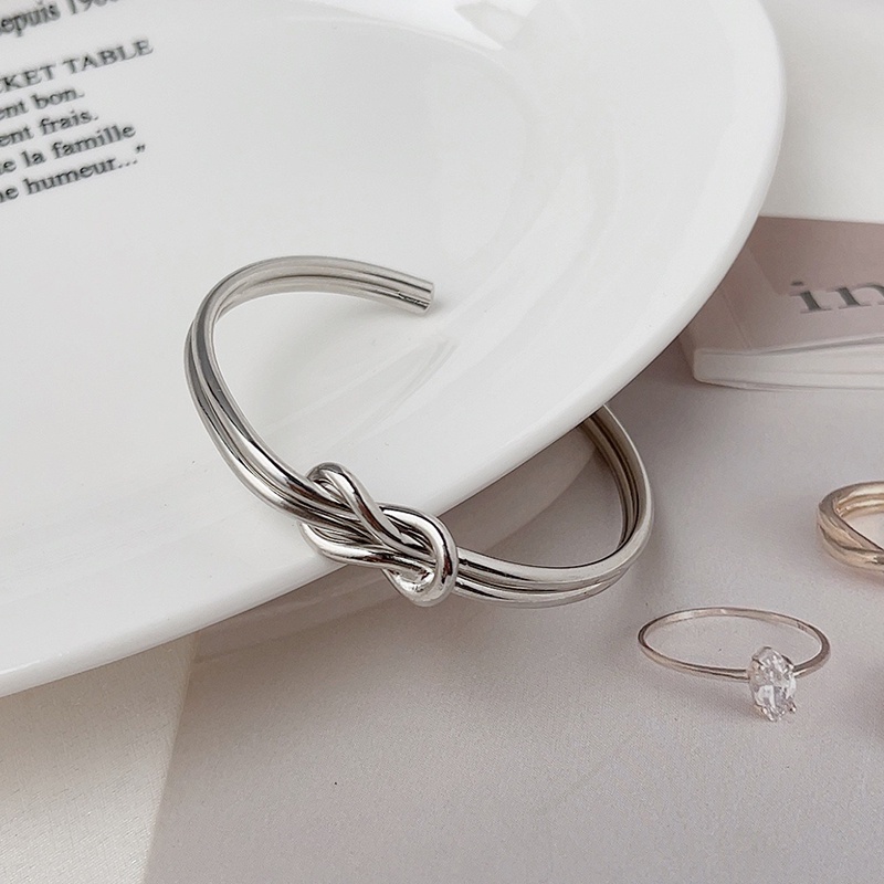 Vòng Tay Hai Lớp Thắt Nút Bằng Kim Loại Bóng Thời Trang Gợi Cảm Có Thể Điều Chỉnh Cho Nữ