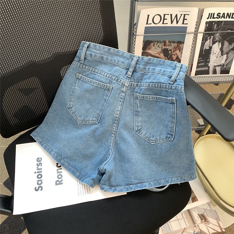 Quần Short denim Lưng Cao Ống Rộng Thời Trang Mùa Hè Mới Cho Nữ