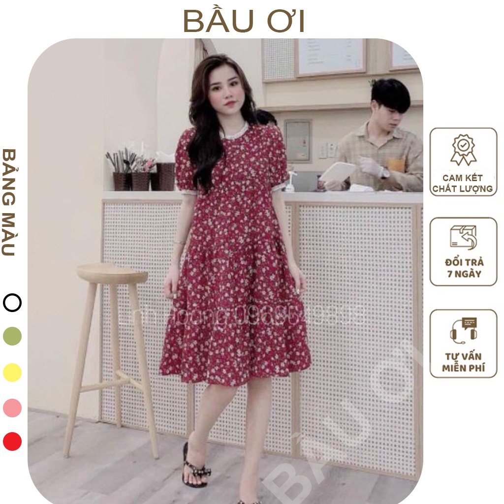 [BAUOI V07] VÁY BẦU HOA NHÍ VIỀN REN CỘC TAY MÙA HÈ - ĐẦM BẦU CÔNG SỞ BABYDOLL MẶC ĐI LÀM ĐI CHƠI ĐI TIỆC ĐỀU ĐẸP