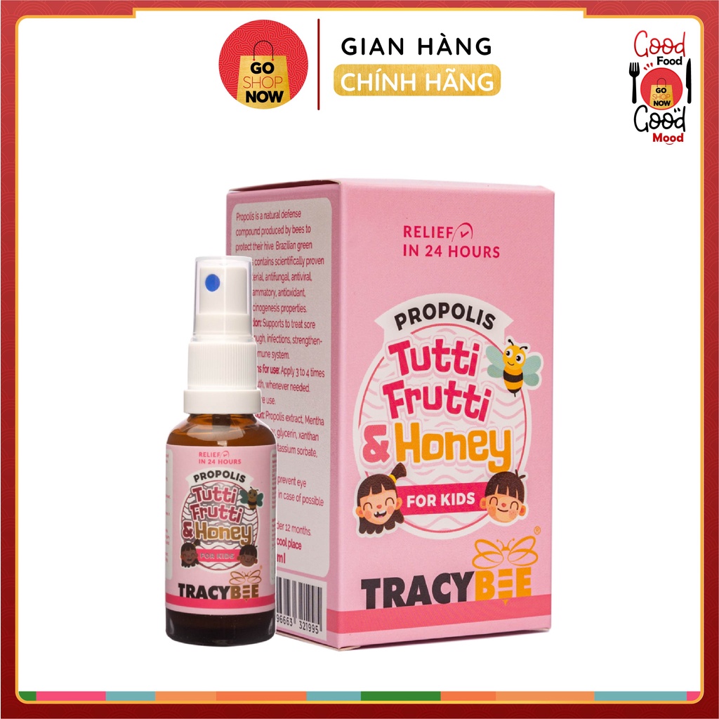 Keo Ong Xịt Giảm Viêm Họng Vị Trái Cây Cho Bé Từ 1 Tuổi Propolis Tutti Frutti & Honey 30ml