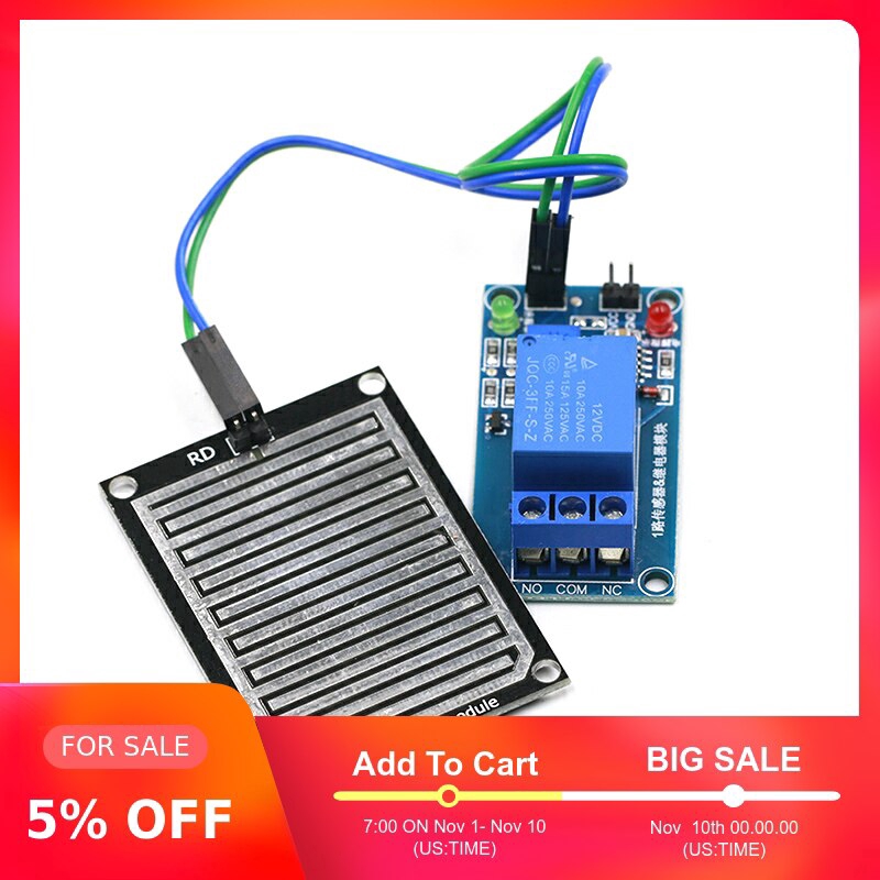 Mô Đun Cảm Biến Mưa Kèm Bộ Điều Khiển Dc 5v 12v Cho Robot Arduino Chất Lượng Cao