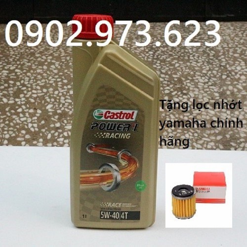 Castrol Power 1 Racing 4T - Sae 5W40 -1Lít ( Tặng lọc nhớt Yamaha )