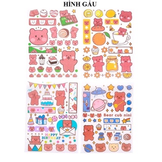 SET 4 Tấm Sticker Dễ Thương Trang Trí Sổ