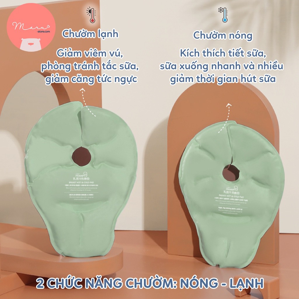 [Bộ 2 túi] Túi gel chườm ngực nóng lạnh - 2 cái (tặng túi vải) PHANPY