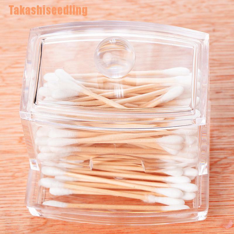 Hộp Nhựa Acrylic Trong Suốt Đựng Tăm Bông Trang Điểm Tiện Dụng