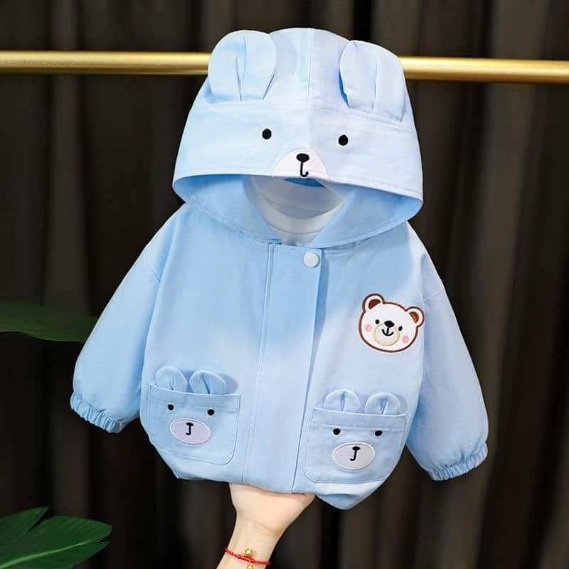 TẾT 2024: ÁO GIÓ TAI GẤU LÓT NỈ có mũ cho bé 10-23kg