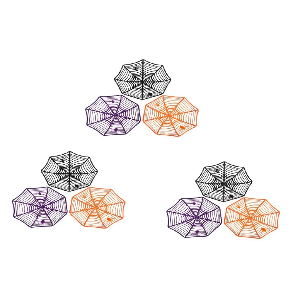 Daiso Halloween Rổ nhựa hình mạng nhện