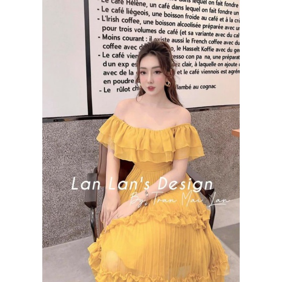 Đầm bẹt vai tiểu thư cao cấp bèo