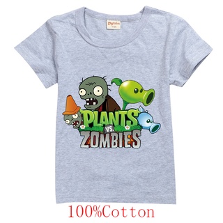 Áo Thun Ngắn Tay In Hình Plants Vs Zombies Đáng Yêu Cho Bé Trai
