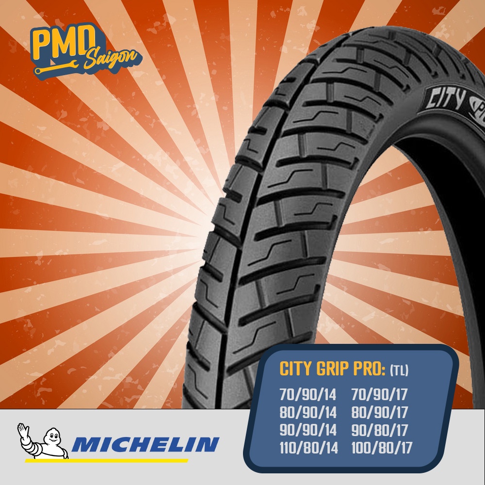 Vỏ lốp xe máy MICHELIN CITY GRIP PRO dành cho xe tay ga  và xe số size bánh từ 14 và 17 inch