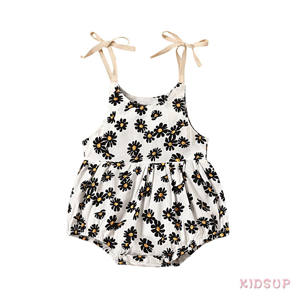 Bodysuit Hai Dây Họa Tiết Hoa Cúc Dễ Thương Cho Bé Gái