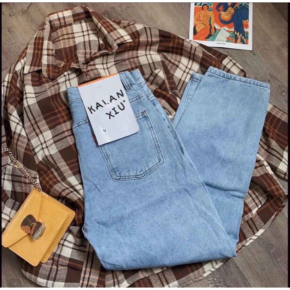 Quần baggy nữ quần jean ống đứng dáng lửng 9 tấc mang trên mắt cá BG513